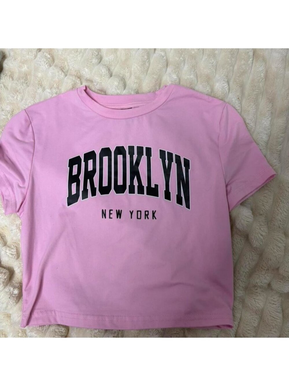 Pink and black SHEIN cropped t-shirt, size medium.